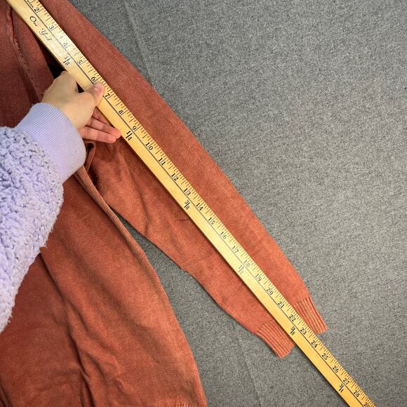 LOGO by Lori Goldstein Sun Faded Cotton V-Neck Sweater Orange Spice, Medium - Picture 5 of 10